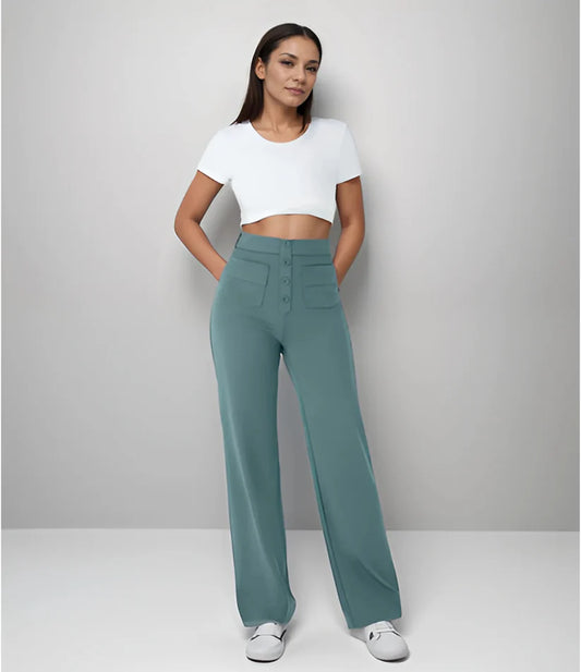 Velina® I Pantalon décontracté à jambe droite et taille haute